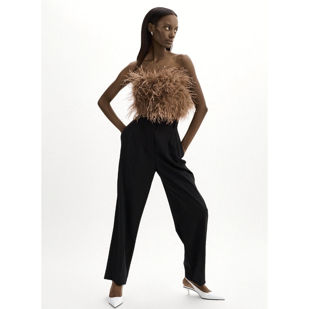 Lamarque Zaina Ostrich Feather Crop Bustier Top - Picture 9 of 14
